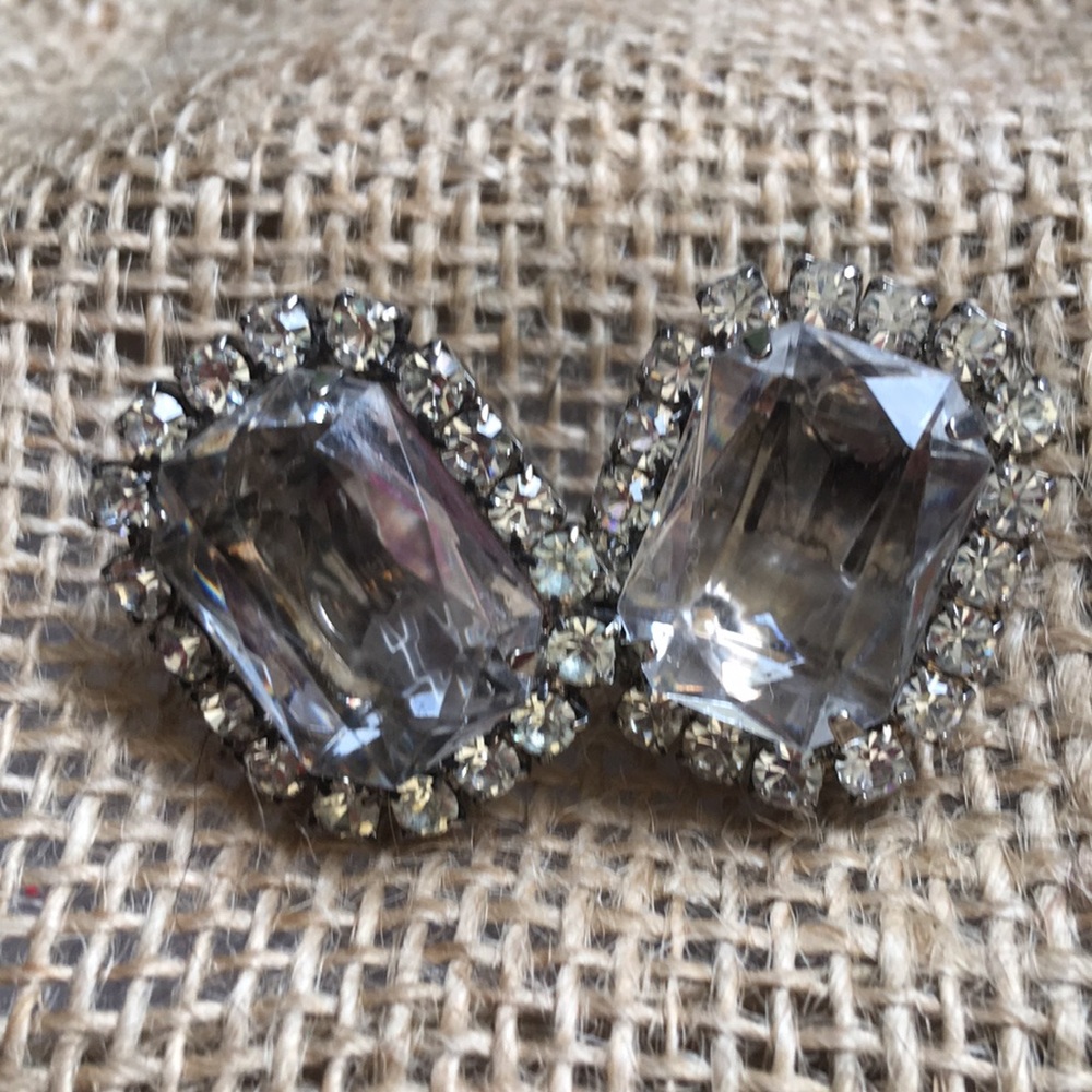 Large clear Rhinestone earrings